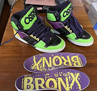 Osiris Bronx Lime Green Skateboarding Shoes Men's Size 10.5 Skater Used Nice • $200