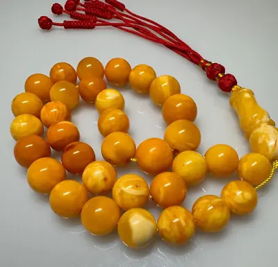 44  Grams Antique Natural Royal Kahraman Amber Islamic Rosary Prayer Beads. • $1850