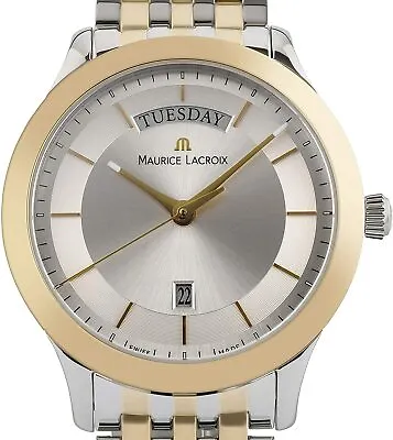 MAURICE LACROIX Les Classiques Day/Date Quartz Watch Silver LC1227-PVY13-130-1 • £700