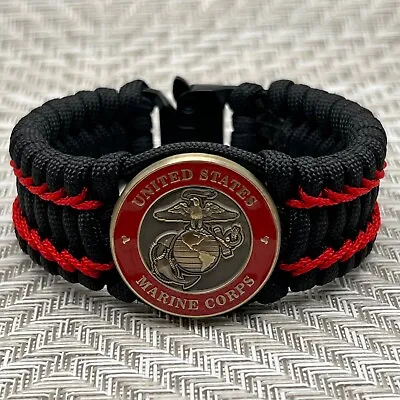 Marine Corps Bracelet; Black Trilobite With Red Stitching • $48
