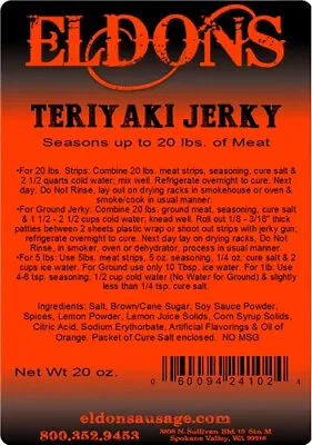 Eldon's Teriyaki Jerky Seasoning - Available In 3 Sizes • £8.79