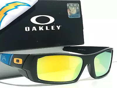 NFL Oakley Gascan LA CHARGERS Matte Black POLARIZED Galaxy Gold Sunglass 9014 • $128.87