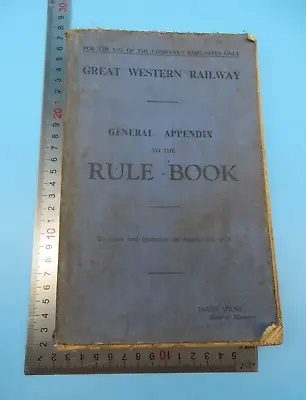 Great Western Railway General Appendix To The Rule Book Paperback 1936 • £9