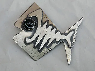  FRANK MIRAGLIA Modernist Sterling Silver HAPPY FISH PIN Brooch Unsigned  • $125