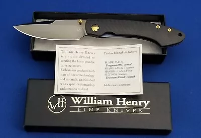 William Henry T12BT Carbon Fiber Folder Gentleman's Pocketknife W/ Box-Early WH! • $650