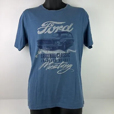 Ford Official Mustang Graphic T-Shirt Mens M Blue/White 53/73 • $39.99