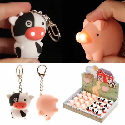 £5.99 • Buy COW / PIG LED Light Up Farmyard Keyring Key Chain Torch Animal Lovers Gift