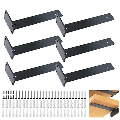 6X Heavy Duty Cast Iron Wall Mounted L Shaped Angle Shelf Metal Bracket Supports • £16.99