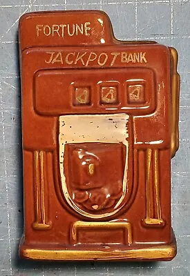 Vintage '50's Vegas Style Ceramic Jackpot Slot Machine W/Slot-Plug Souvenir Bank • $14.99