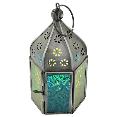 £9.99 • Buy ⭐ Moroccan Style Indian Tonal Iron Glass Lantern Tea Light Holder Home Garden