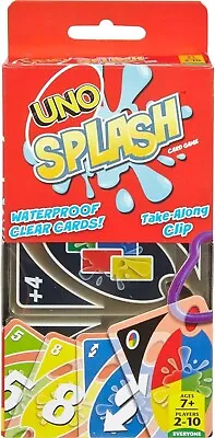 ​UNO Splash Card Game For Outdoor Camping Travel Water-Resistent Plastic Cards • £17.99