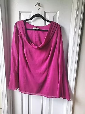 Kay Unger NY Silk Magenta Colored Flared L/S Top Sz 16 • $27.99