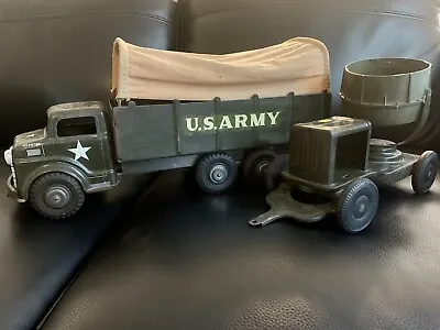 Vintage 1950s Marx Lumar US Army Transport Truck 5417314 With Trailer Spotlight • $199.99