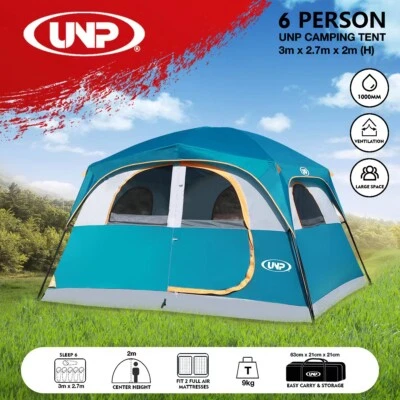 UNP Camping Tent 4-6 Person Family Dome Beach Shelter Waterproof Hiking Easy Set • $189.89