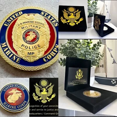 USMC MARINE CORPS POLICE SEMPER FIDELIS Challenge Coin With Special Velvet Case • $26.99