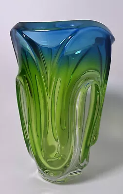 Mikasa Royal Symphony Blue Green Large Art Glass Vase 9.5  Tall Made In Germany • $29.97