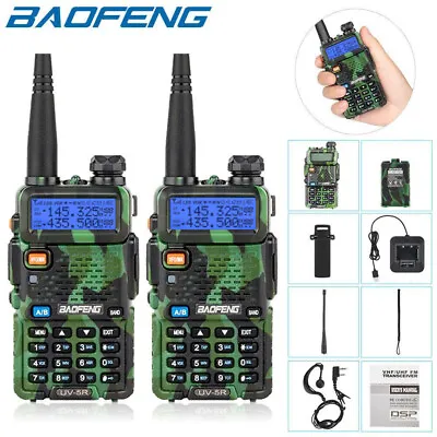 2 X Baofeng UV-5R Two Way Ham Radios VHF UHF Dual Band 128CH USB Walkie Talkie • £40.95
