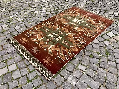 Turkish Rug Vintage Rug Handmade Rug Area Rug Wool Carpet | 35 X 62 Ft • $435