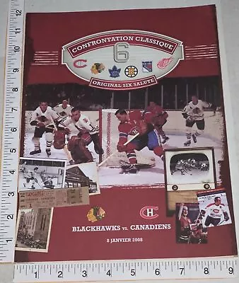 2008 CHICAGO BLACK HAWKS Vs MONTREAL CANADIENS ORIGINAL SIX PROGRAM CENTENNIAL • $11.99