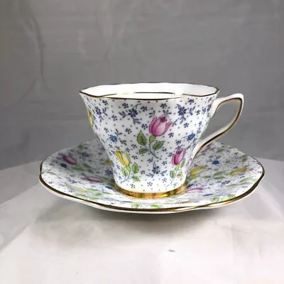 Rare ROSINA 'June'  Tulips Bone China Floral Chintz Cup And Saucer • $11.95