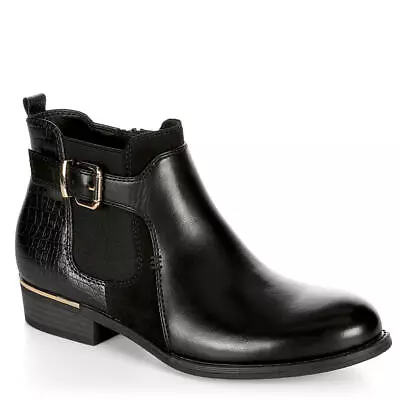 XAPPEAL Womens Faux Leather Croc Print Ankle Boot Shoes Black US 6 • $19.99