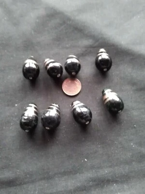 £1.35 • Buy Job Lot Of  8 Ex Large Black  & Gold  Glass Teardrop Beads NEW