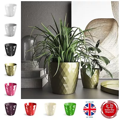 Flower Pot Holder Plant Pot Round Modern Planter Indoor Garden Outdoor Cristal • £6.99