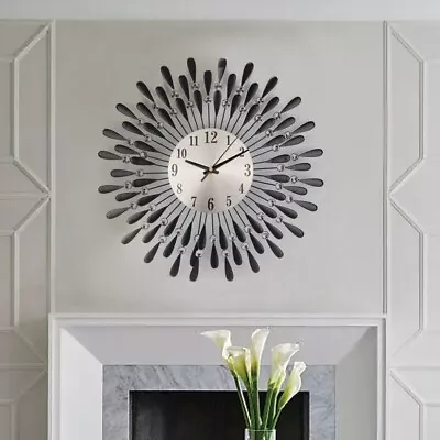 £18.99 • Buy 3D Diamante Crystal Jeweled Retro Style Wall Clock Room Beaded Living Decor UK