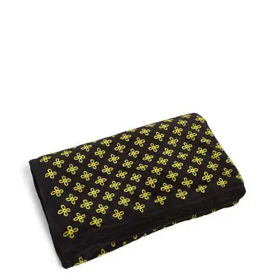 Vera Bradley XL Fleece Blanket Throw 66 X 94 Black And Gold New Twin Size  • $51