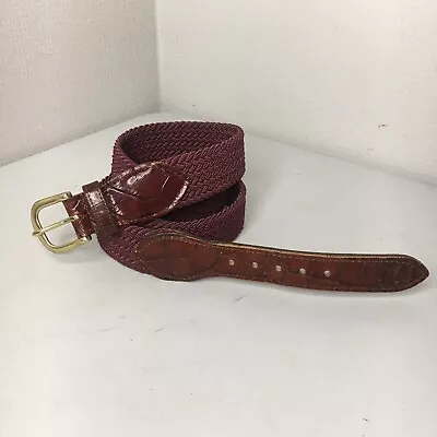 Tuttle Maroon Belt Woven Cloth Mens Size 40 Crocodile Gator Print Leather Accent • $16.95