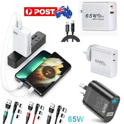 65W GAN USB Type C Charger QC 3.0 PD Fast Charger For Laptop Tablet AU Plug • $16.99