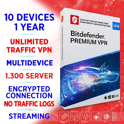 £26.99 • Buy Bitdefender Premium VPN Unlimited 2023 10 Devices 1 Year / Win Mac Android IOS