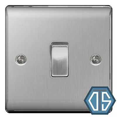 BG Nexus NBS12 Brushed Steel Satin Chrome Single Light Switch 1 Gang 2 Way • £6.99