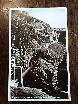 Real Photo Postcard -Bridge & Steps - South Stack Lighthouse - Holyhead Anglesey • £1.49