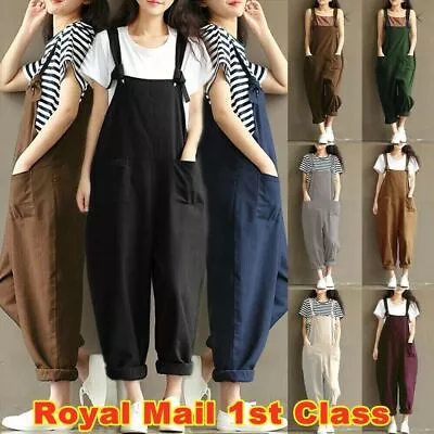 £10.55 • Buy Womens Loose Dungarees Jumpsuit Oversize Baggy Overalls Strappy Harem Trousers