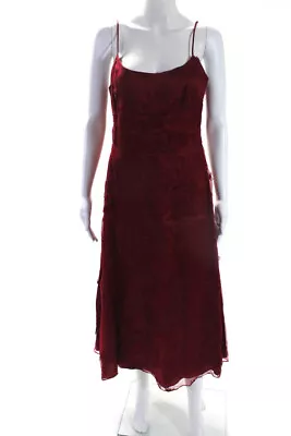 Nicole Miller Womens Embroidered Floral Print Sleeveless Maxi Dress Red Size 6 • $52.45