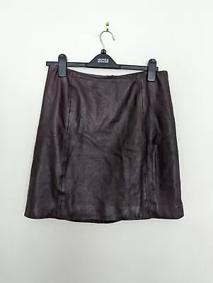 Hobbs Leather Short Skirt 12 Burgundy Brown Plum  • £8.50