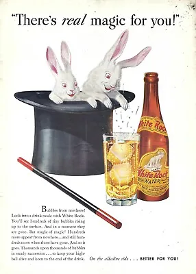 1938 White Rock Water Real Magic For You Rabbits Hat Vintage Mag Print Ad/Poster • $13.90