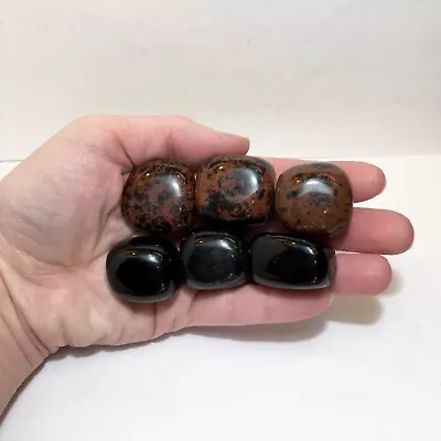 Lot Of 6 Tumble Polished Obsidian (3 Black 3 Mahogany) • $10.99