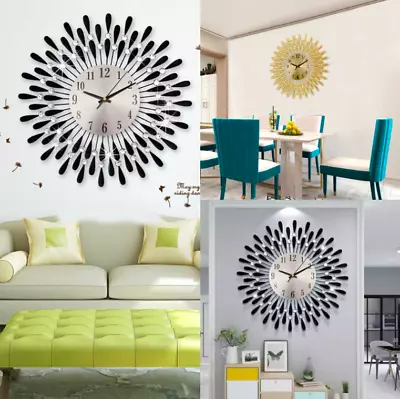 £5.99 • Buy 3D Large Diamanter Beaded Crystal Jewelled Retro Style Wall Clock Home Decor 38c