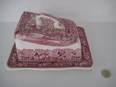 Masons Ironstone Red Pink Vista Large Lidded Cheese Dish Made In England • £74.99