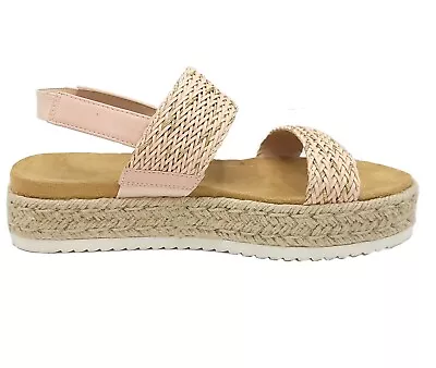 ME TOO Ricky Espadrille Platform Sandals Size 8.5M Pink Gold Comfort Footbed • $18.95