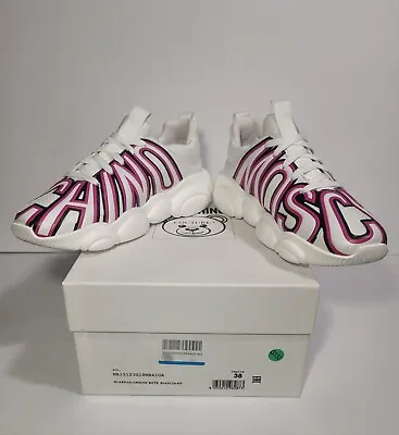 Moschino Sneakers Women's Teddy White/ Pink Shoes Trainers Sz 38 US 7.0 • $150