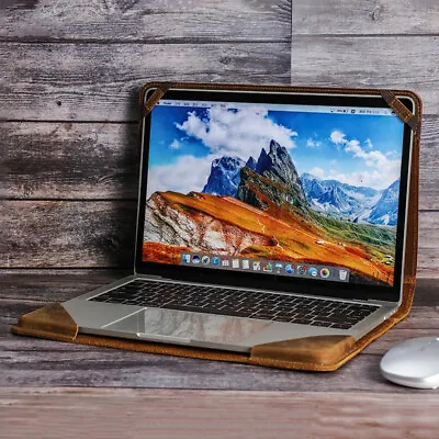 Genuine Leather Laptop Sleeve Case For Apple Macbook Pro Air 13.3 13.6 Hand Bag • $31.86