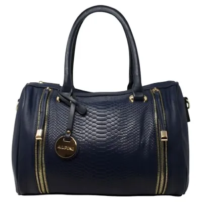 Ladies Barrel Shape Snakeskin Texture Hand Bag Women Tote Travel Shoulder 1271 • £22.99