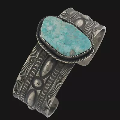 Original Stewart Billie Navajo Handmade Sterling Silver Turquoise Cuff Bracelet • £218.95