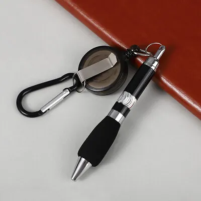 Buckle Ring Lanyard Stationery Retractable Key Chain Ballpoint Pen U • £3.25