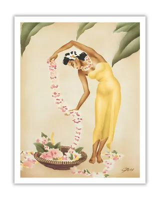 The Leimaker By Gill  Vintage Hawaiian Airbrush Art C.1940s • $12.98