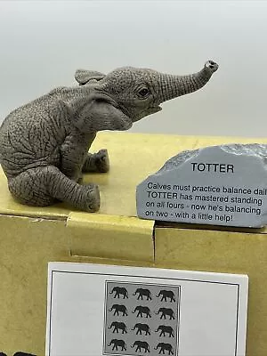 The Herd Totter Elephant Figurine Sculpture #3143 Martha Carey Sitting Baby Box • $29.95