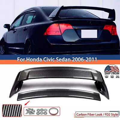 Mugen Carbon FD2 Style Rear Trunk Spoiler Wing For Honda Civic 2006-11 4DR Sedan • $87.99